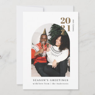 Minimalistisches Foto Gold Arch Couple Weihnachtsf Einladung