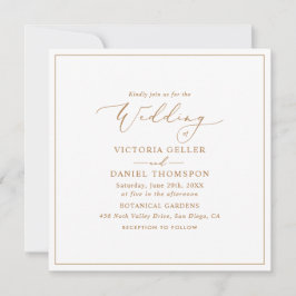 Minimalistisches Foto-Hochzeit am Goldplatz Einladung