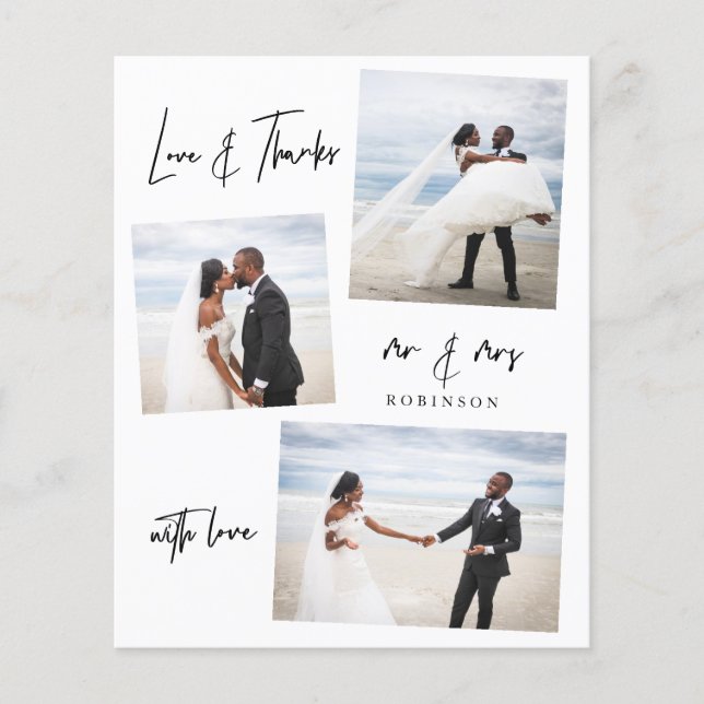 Minimalistisches Foto Hochzeit Danke Karte (Vorderseite)