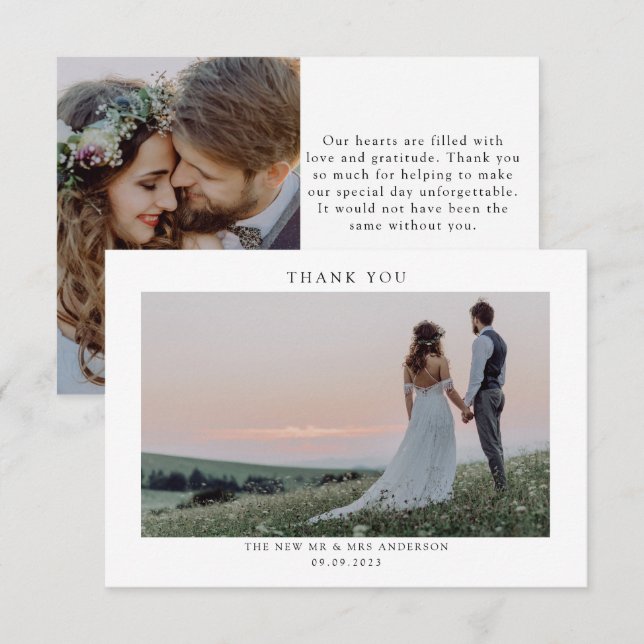 Minimalistisches Foto Hochzeit Dankeschön-Karte Dankeskarte (Vorne/Hinten)