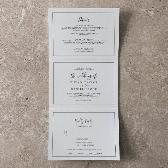 Minimalistisches Foto Hochzeit in einem Dreifach Gefaltete Einladung (Von Creator hochgeladen)