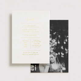 Minimalistisches Foto Hochzeit Real Gold Folieneinladung