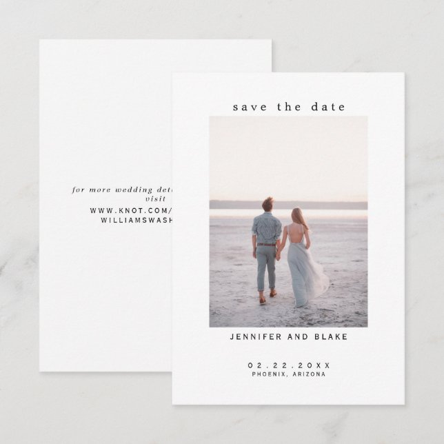 Minimalistisches Foto Hochzeit speichern Sie das D (Vorne/Hinten)