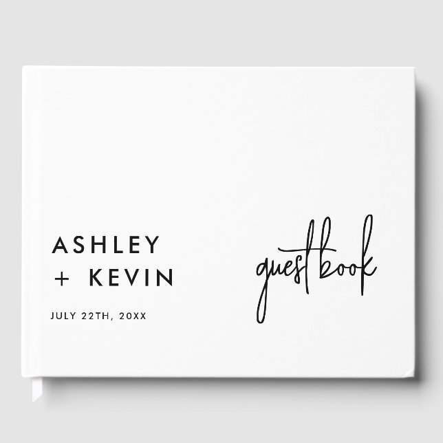 Minimalistisches Foto Hochzeit Unterschrift Gästeb Gästebuch (Vorderseite)