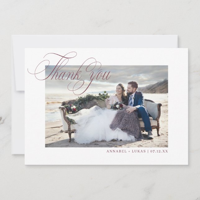 Minimalistisches Foto Hochzeit Vielen Dank Ankündi Ankündigung (Vorderseite)