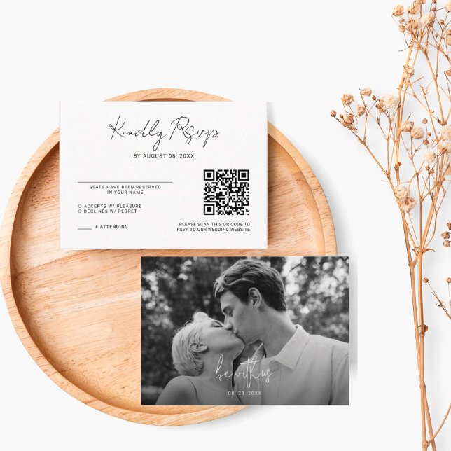 Minimalistisches Foto Hochzeiten QR Code UAwg Begleitkarte (Von Creator hochgeladen)
