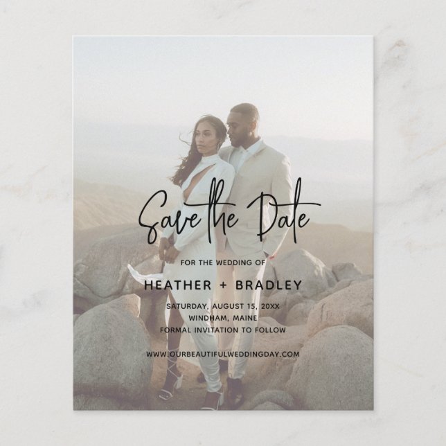 Minimalistisches Foto Hochzeitsszenario speichern (Vorderseite)