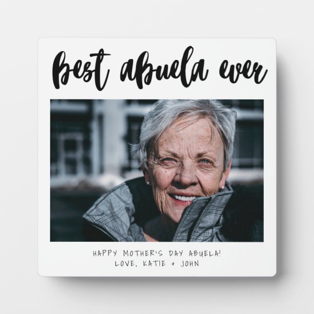 Minimalistisches Foto Kalligrafie Bestes Abuela-Ge Fotoplatte (Vorderseite)