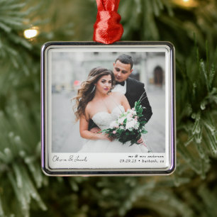 Minimalistisches Foto Kalligrafie-Hochzeit Ornament Aus Metall