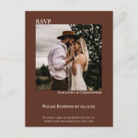 Minimalistisches Foto Kastanienbraun Hochzeit RSVP