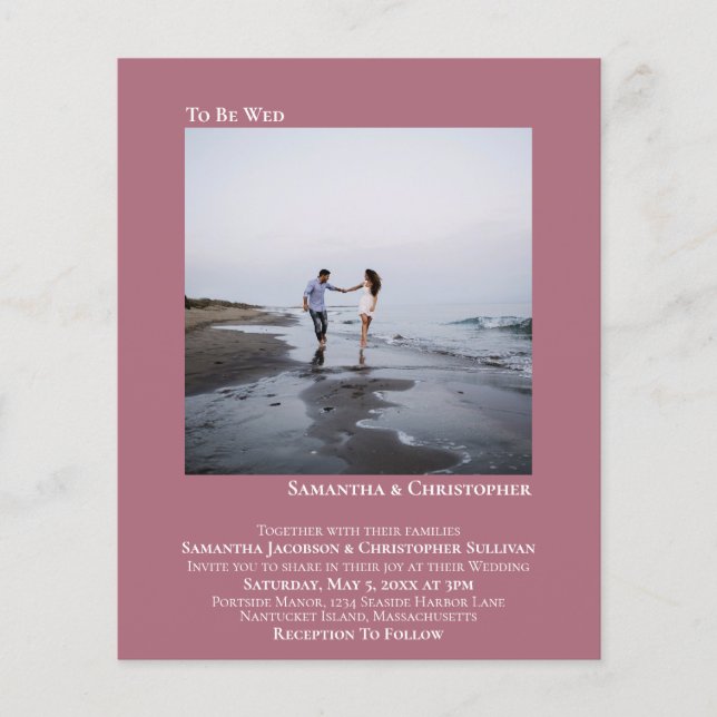 Minimalistisches Foto Mauve HAUSHALT Hochzeit Einl (Vorderseite)