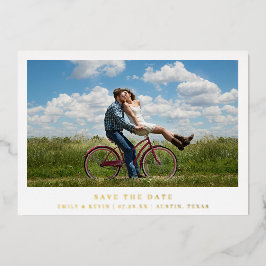 Minimalistisches Foto Moden Wedding Save the Date Folieneinladung