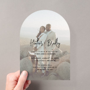 Minimalistisches Foto Moderne Hochzeit Acryleinladungen