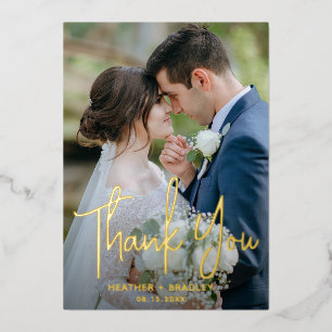 Minimalistisches Foto Moderne Hochzeit Dankeschön- Folieneinladung