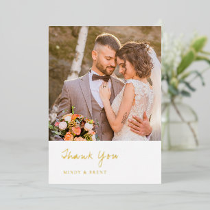 Minimalistisches Foto Moderne Hochzeit Dankeschön- Folieneinladung