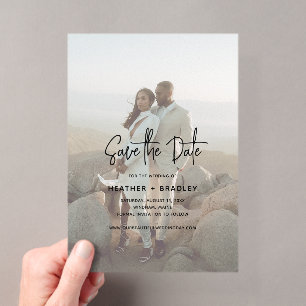 Minimalistisches Foto Moderne Hochzeit retten das Acryleinladungen