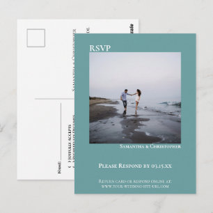 Minimalistisches Foto Modernes Aquamarines Hochzei Postkarte