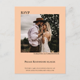 Minimalistisches Foto Modernes Coral Peach Wedding Postkarte