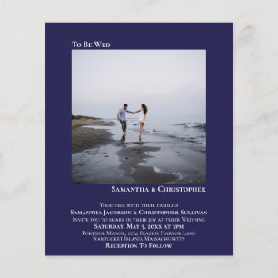 Minimalistisches Foto Navy BUDGET Hochzeit Einladu