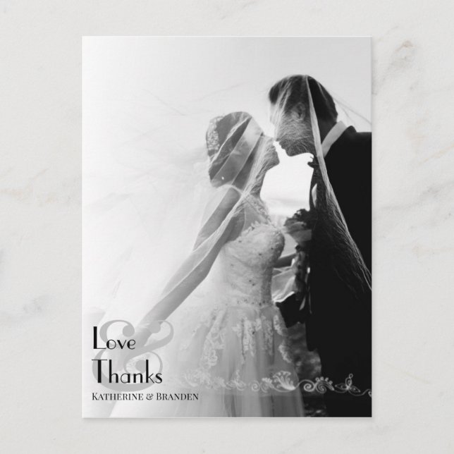 Minimalistisches Foto Overlay Moderne Hochzeit Dan Postkarte (Vorderseite)