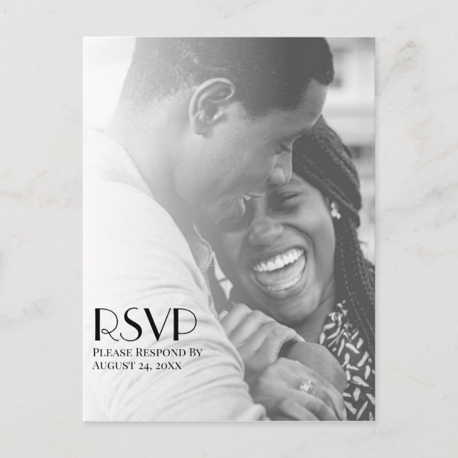 Minimalistisches Foto Overlay Modernes Hochzeitssz Postkarte (Vorderseite)