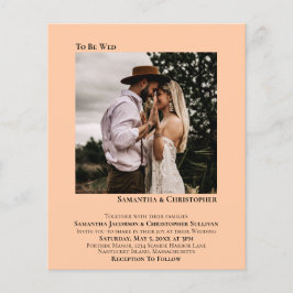 Minimalistisches Foto Peach BUDGET Hochzeit Einlad