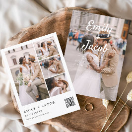 Minimalistisches Foto QR Code White Wedding Einladung