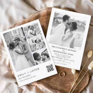 Minimalistisches Foto QR Code White Wedding Einladung