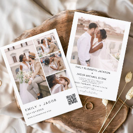 Minimalistisches Foto QR Code White Wedding Einladung
