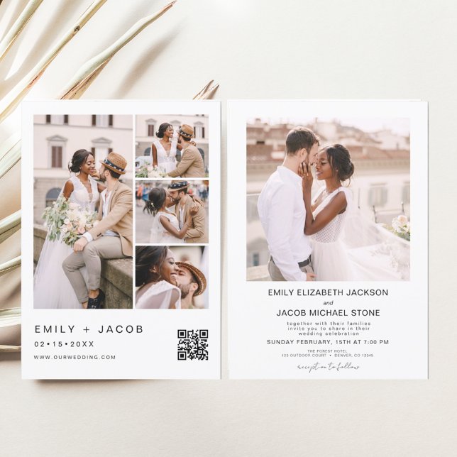 Minimalistisches Foto QR Code White Wedding Flyer (Von Creator hochgeladen)