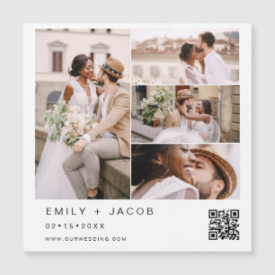 Minimalistisches Foto QR Code White Wedding Magneteinladung