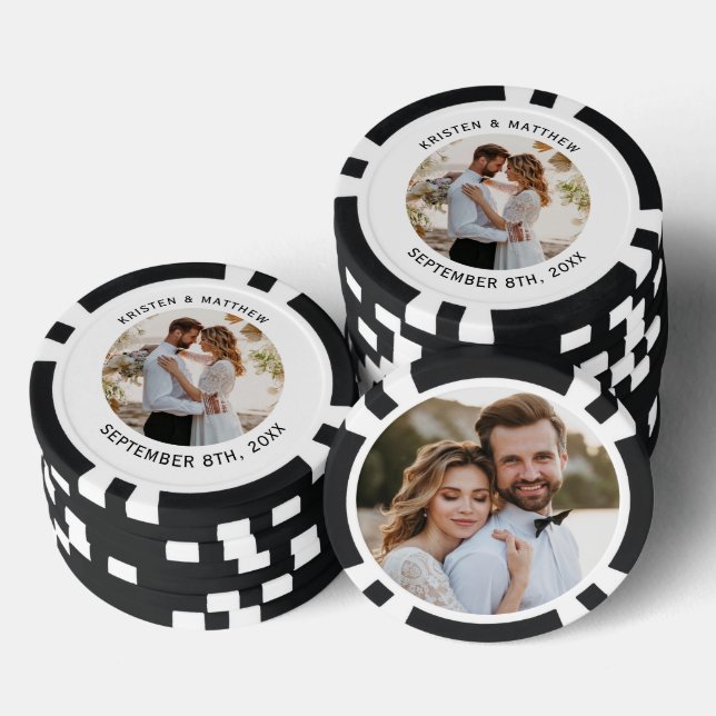 Minimalistisches Foto-Rahmen Hochzeitstag Pokerchips (Stapel)