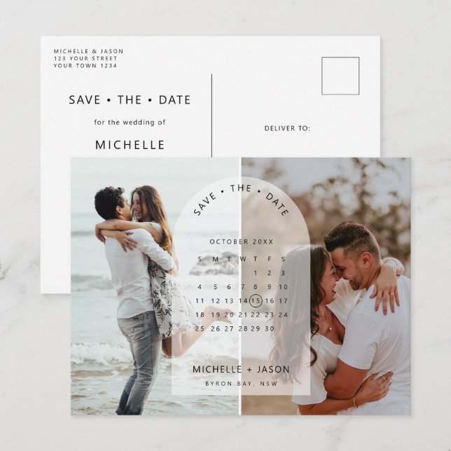 Minimalistisches Foto Save the Date Einladung Postkarte (Vorne/Hinten)