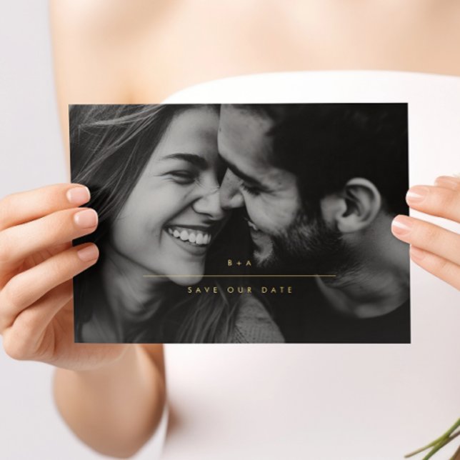 MINIMALISTISCHES Foto Save the Date Gold Folieneinladung (Von Creator hochgeladen)