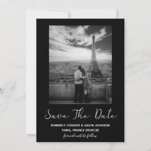 Minimalistisches Foto Save the Date Schwarz und We