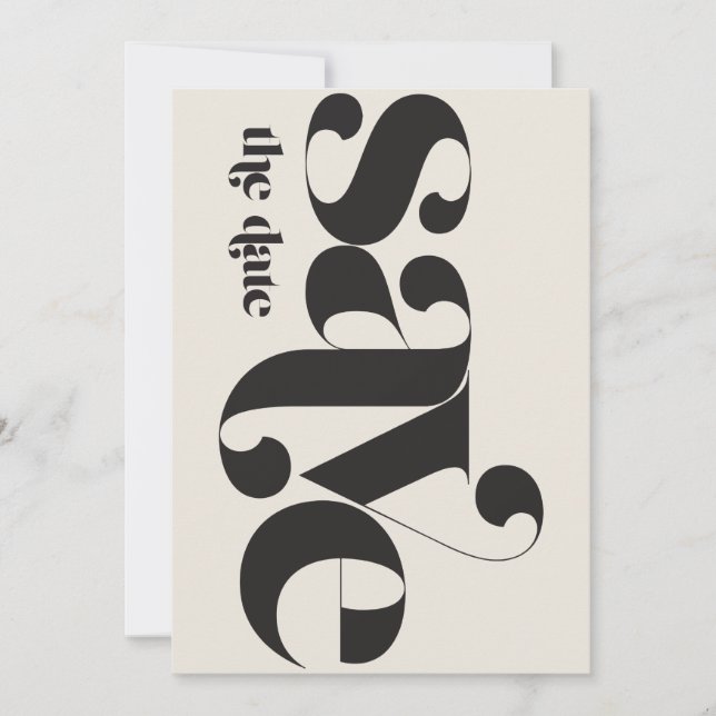 Minimalistisches Foto Schwarze Creme Save The Date (Vorderseite)