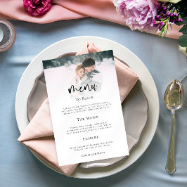 Minimalistisches Foto Script-Hochzeitmenü Poster