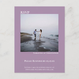 Minimalistisches Foto Simple Lavender Wedding RSVP Postkarte