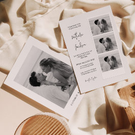 Minimalistisches Foto-Streifen-Script-Hochzeit Einladung