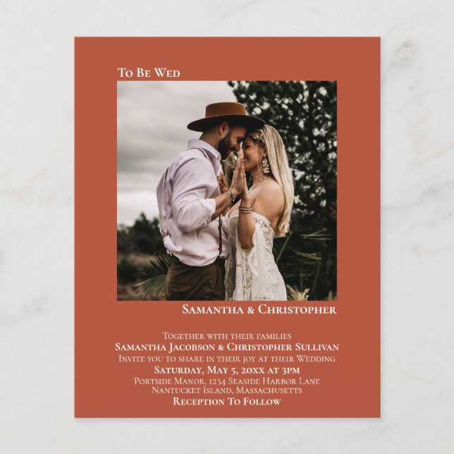 Minimalistisches Foto Terracotta BUDGET Hochzeit E (Vorderseite)