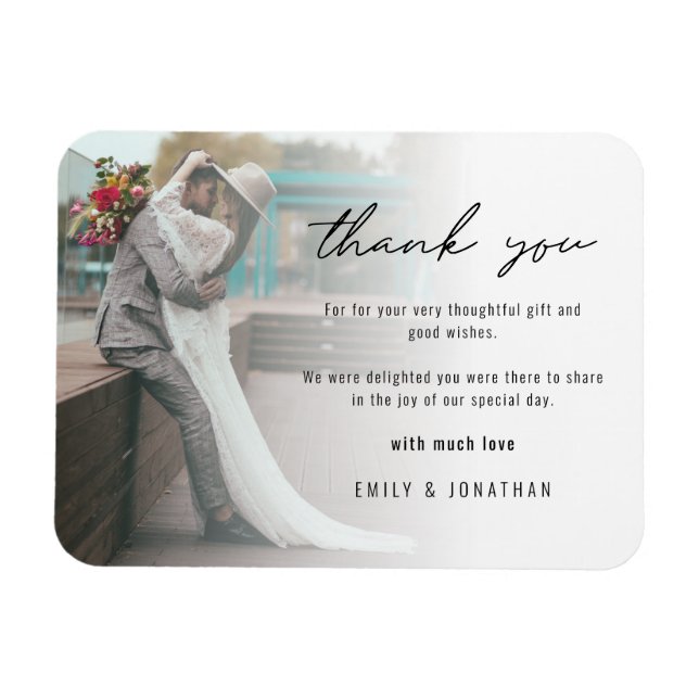 Minimalistisches Foto Wedding Keepake Danke Magnet (Horizontal)