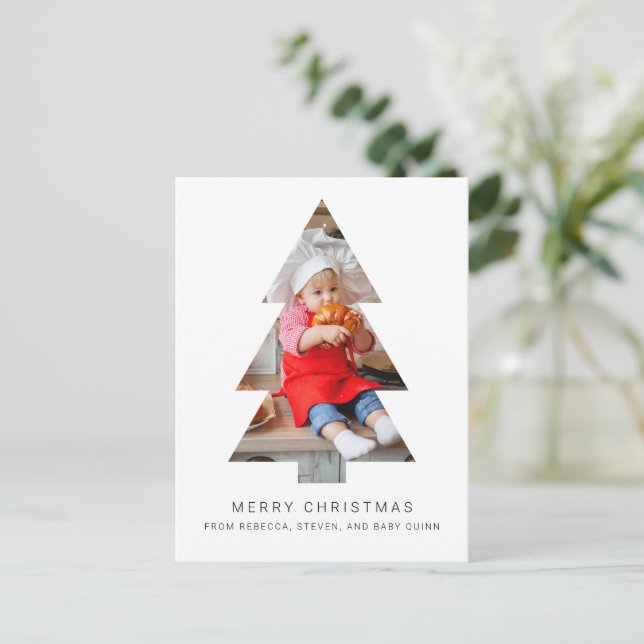 Minimalistisches Foto Weihnachten Postkarte mit Ba (Stehend Vorderseite)