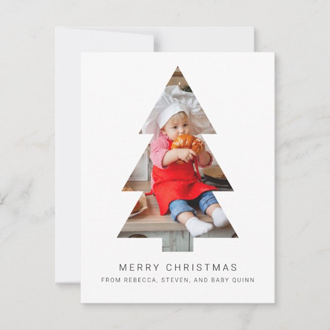 Minimalistisches Foto Weihnachtskarte mit Baumkron Mitteilungskarte (Vorderseite)