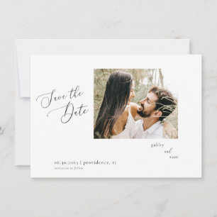 Minimalistisches Foto White Wedding Save the Date Einladung