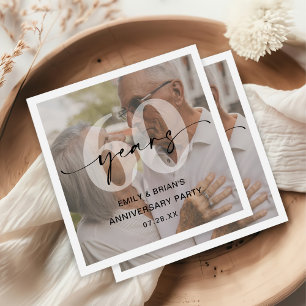 Minimalistisches Foto zum 60. Hochzeitstag Serviette