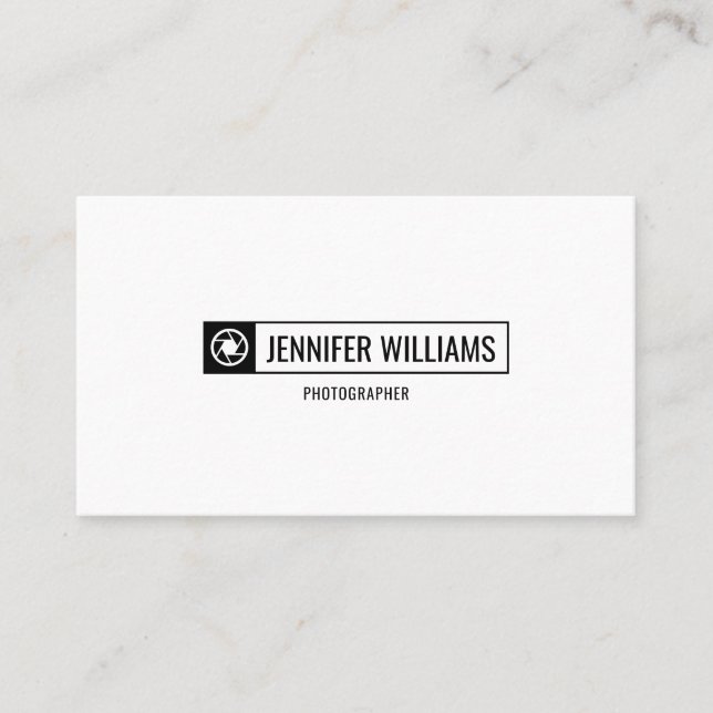 Minimalistisches Fotograf-Logo für Kameraschließer Visitenkarte (Vorderseite)