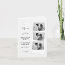 Minimalistisches Fotostreifen-Script-Hochzeits gef Karte