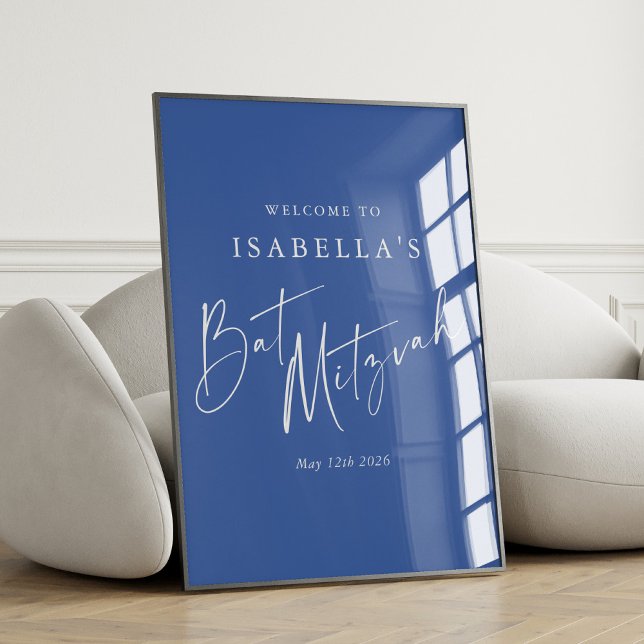 Minimalistisches Französisch Blue Custom Bat Mitzv Poster (Von Creator hochgeladen)