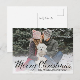 Minimalistisches Frohe Weihnachten 1 Foto Familien Postkarte