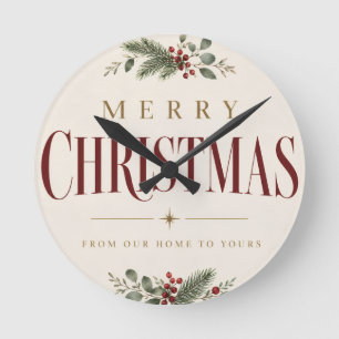 Minimalistisches Frohe Weihnachtsgrüße Urlaubsstil Runde Wanduhr